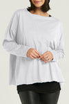 Planet Boxy T in White.  Solid pima cotton boatneck tee with long sleeves.  Raw edges.  Oversized fit.  One size fits many._t_61394604818798