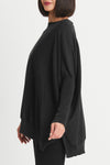Planet Pima Oversized Crew Sweater in Black. Crew neck sweater with long ribbed sleeves. Rib trim at neck and hem. Side slits. Oversized fit. One sizes fits many._t_34306610036936