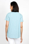 Mododoc Crew Neck High/Low Tee in aqua. Crew neck tee with short sleeves. Curved high low hem. Relaxed fit._t_35118795522248