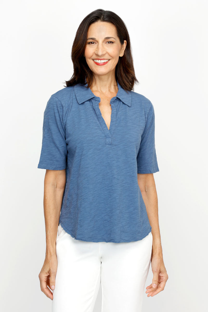 (取寄) モッドオードック レディース ハーフ スリーブ ポロ ティー Mod-o-doc women Half Sleeve Polo Tee Vibrant Navy 1 Women's Mod-o-doc Half Sleeve Polo Tee | Zappos.com