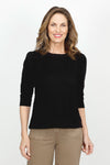 Mododoc Pleated Sleeve Tee in Black.  Crew neck tee with 3/4 pleated sleeve with rib cuff.  Banded rib hem.  Side slits.  Relaxed fit._t_61399769055598