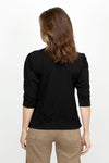Mododoc Pleated Sleeve Tee in Black.  Crew neck tee with 3/4 pleated sleeve with rib cuff.  Banded rib hem.  Side slits.  Relaxed fit._t_61399769088366