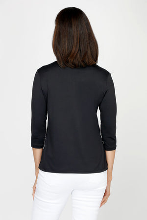A'nue Ligne Boxy Top in Black.  Crew neck 3/4 sleeve tee.  Slightly relaxed stretch tee._60481124106606