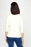 A'nue Ligne Boxy Top in Cream.  Crew neck 3/4 sleeve tee.  Slightly relaxed stretch tee._t_60481123877230