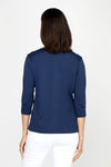 A'nue Ligne Boxy Top in Navy.  Crew neck 3/4 sleeve tee.  Slightly relaxed stretch tee._t_60481123942766