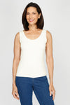 A'nue Ligne Classic Tank in Cream.  Scoop neck tank.  Fitted close to the body._t_60481021280622