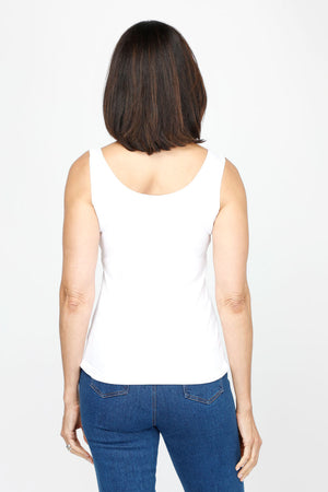 A'nue Ligne Classic Tank in White.  Scoop neck tank.  Fitted close to the body._60481021378926