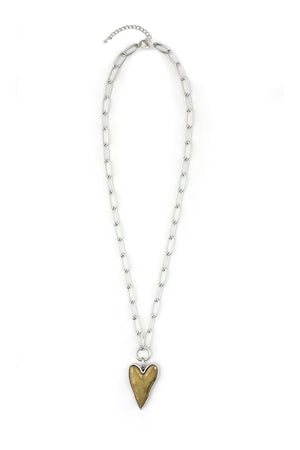 Two Tone Heart Pendant Necklace_61206058074478