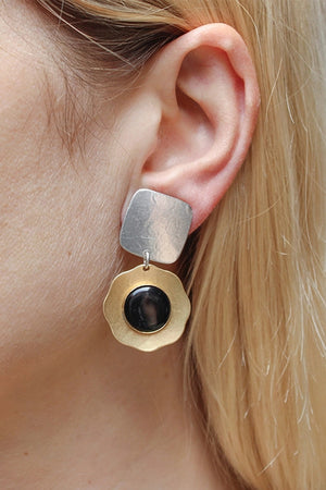 Square & Flower Clip-On Earrings_59519669010798