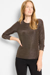 NIC+ZOE Diamonte Knit Top in Black.  Black and gold metallic knit.  Round neck and long sleeve top.  Lightweight.  Fitted._t_61465249317230