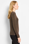 NIC+ZOE Diamonte Knit Top in Black.  Black and gold metallic knit.  Round neck and long sleeve top.  Lightweight.  Fitted._t_61465249349998