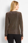 NIC+ZOE Diamonte Knit Top in Black.  Black and gold metallic knit.  Round neck and long sleeve top.  Lightweight.  Fitted._t_61465249382766
