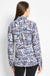 NIC+ZOE Harvest Dot Top in Blue Multi.  Pointed collar split v top with 2 button placket.  Long sleeves with button cuff.  In verted pleats in front and back. Relaxed fit._t_61050455621998