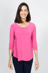 Sympli Go To Classic T Relax in Peony. Crew neck 3/4 sleeve a-line tee with curved hem. Relaxed fit._t_35033424003272