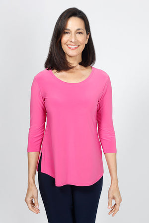 Sympli Go To Classic T Relax in Peony. Crew neck 3/4 sleeve a-line tee with curved hem. Relaxed fit._35033424003272