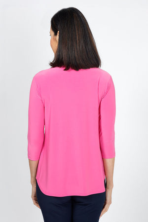 Sympli Go To Classic T Relax in Peony. Crew neck 3/4 sleeve a-line tee with curved hem. Relaxed fit._35033424036040