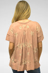 Kyla Seo Juniper Tee in Rosewood.  Crew neck slub tee with short sleeve, drop shoulder and ruffled cuff.  Inverted back pleat.  High low hem.  Raw edges.  Relaxed fit._t_61210353402222