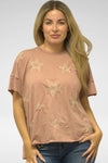 Kyla Seo Juniper Tee in Rosewood.  Crew neck slub tee with short sleeve, drop shoulder and ruffled cuff.  Inverted back pleat.  High low hem.  Raw edges.  Relaxed fit._t_61210353434990