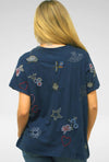 Kyla Seo Embroidered Tee in Inkwell.  Cotton tee with multi colored embroidery.  Crew neck, short sleeve tee.  Relaxed fit._t_60941178863982