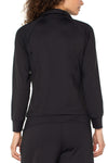 Liverpool Zip Seamed Jacket in Black.  Convertible stand collar zip front jacket.  Long raglan sleeves with cuff. Contour seams front and back.  2 fron pouch pockets with invisible zipper closure.  Classic fit._t_61403846017390