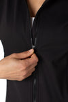 Liverpool Zip Seamed Jacket in Black.  Convertible stand collar zip front jacket.  Long raglan sleeves with cuff. Contour seams front and back.  2 fron pouch pockets with invisible zipper closure.  Classic fit._t_61403846050158