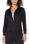 Liverpool Zip Seamed Jacket in Black.  Convertible stand collar zip front jacket.  Long raglan sleeves with cuff. Contour seams front and back.  2 fron pouch pockets with invisible zipper closure.  Classic fit._t_61403845984622