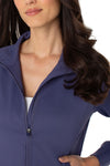 Liverpool Zip Seamed Jacket in Fig.  Convertible stand collar zip front jacket.  Long raglan sleeves with cuff. Contour seams front and back.  2 fron pouch pockets with invisible zipper closure.  Classic fit._t_61403846115694
