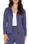 Liverpool Zip Seamed Jacket in Fig.  Convertible stand collar zip front jacket.  Long raglan sleeves with cuff. Contour seams front and back.  2 fron pouch pockets with invisible zipper closure.  Classic fit._t_61403846082926