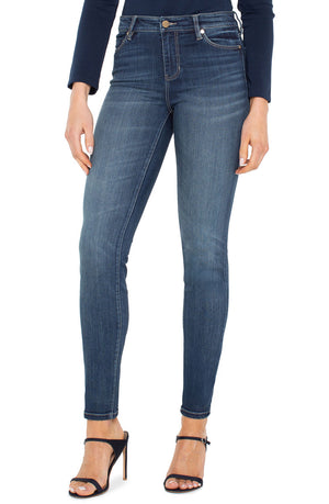 Liverpool Abby Skinny Jean in San Fernando a medium blue wash.  Mid rise skinny jean with button and zipper closure.  5 pocket styling.  Skinny leg.  30" inseam._61394192138606