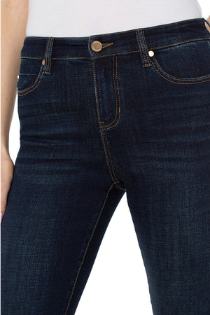 Liverpool Abby Ankle Skinny Jean in Eastmoor wash a dark blue. Mid-rise 5 pocket skinny jean with button and zipper closure. 28" inseam._34578296373448