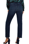 Liverpool Gia Glider Slim Jean in Warner Lake, a dark blue wash.  Pull on jean with inset elastic waistband with faux zipper placket.  Funtional 5 pocket jean styling.  Slim leg.  Inseam: 29"_t_61394263572846