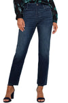 Liverpool Gia Glider Slim Jean in Warner Lake, a dark blue wash.  Pull on jean with inset elastic waistband with faux zipper placket.  Funtional 5 pocket jean styling.  Slim leg.  Inseam: 29"_t_61394263507310