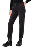 Liverpool Liv Non Skinny Skinny Jeans in Cavalier wash, a black rinse.  5 pocket jean with button and zipper closure.  Belt loops. Slim leg.  28" inseam._t_61400561910126