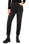 Liverpool Liv Non Skinny Skinny Jeans in Cavalier wash, a black rinse.  5 pocket jean with button and zipper closure.  Belt loops. Slim leg.  28" inseam._t_61400561844590