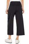 Liverpool Crop Wide Leg Tech Pant in Black.  Pull on pant with wide dropped waistband.  Center front seams.  Shaped seam at rear.  2 front slash pockets.  Wide leg.  22 1/2" inseam._t_61403690664302