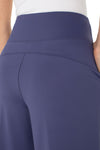 Liverpool Crop Wide Leg Tech Pant in Fig.  Pull on pant with wide dropped waistband.  Center front seams.  Shaped seam at rear.  2 front slash pockets.  Wide leg.  22 1/2" inseam._t_61403690762606