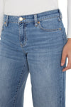Liverpool Morgan Cuffed Wide Jean in Klamath, a mid-blue wash.  Mid rise jean with button and zip closure and 5 pocket styling.  Wide leg with wide cuff button.  Leg opening: 11".  Inseam: 27"_t_61497782567278