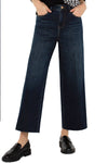 Liverpool Stride High Rise Wide Cut Crop in Eastmoor, a dark blue wash.  Button and zipper closure with 5 pocket jean details.  Wide leg with raw hem. 26" inseam._t_59435971215726