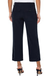 Liverpool Cargo Crop with Chain Trim in Lunar Blue a dark navy. Wide leg crop pant with button and zip closure. 2 large front pockets with stitch detail. 2 back flap cargo pockets. 26" inseam._t_34626792653000
