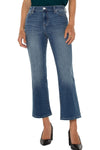Liverpool Hannah Crop Flare in Forest Hill Wash.  Slightly faded medium blue wash.  Button and zipper closure.  Belt loops.  5 pockets styling.  Crop flare.  25 1/2" inseam.  _t_52928590250350