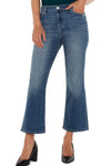 Liverpool Hannah Crop Flare in Forest Hill Wash.  Slightly faded medium blue wash.  Button and zipper closure.  Belt loops.  5 pockets styling.  Crop flare.  25 1/2" inseam.  _t_52928590217582
