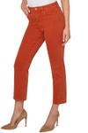 Liverpool Straight Crop Jean in Cinnabar, a rust color. 5 pocket mid rise straight leg jean. 10" rise, 27" inseam._t_34476609667272
