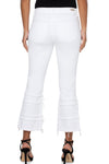 Liverpool Hannah Crop Flare with Layered Hem in Bone White. Triple layer cropped flare with triple layer fray detail. Button and zipper closure with belt loops. 5 pocket styling._t_35226580648136