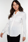 Liverpool Flap Pocket Blouse in Cream.  Sateen button down with pointed collar.  2 front flap pockets.  Shirt tail hem.  Back yoke.  Relaxed fit._t_34625631027400