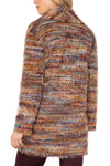 Liverpool Open Front Cardigan Sweater in Multi Feather.  Rust, blue and cream textured feather knit.  Cardigan/coat hybrid with shawl collar, open front and long sleeves.  Relaxed fit._t_61497773392238