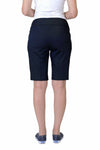 Lisette L Montreal Jupiter Stretch Short in Marine Blue. 3" waistband with 2 front slash pockets. Pull on short. 11" inseam._t_35792382492872