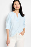 NIC+ZOE Crinkle Knit Cafe Top in Pale Sky.  Banded crew neck with split v.  Elbow length sleeve with cuff.  Relaxed fit._t_60267286430062