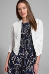 NIC+ZOE Subtle Sequin Cardi in Classic Cream.   Open front knit with scattered small sequins, open weave and stitched motifs.  3/4 sleeve.  Notched v at back neck.  Longer in front than back.  Classic fit._t_60267266703726