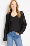 NIC+ZOE Cocoon Cardigan in Black Onyx.  Open mesh knit with shawl collar and crochet edges.  Long sleeves with dropped shoulder.  Slightly curved hem.  Classic fit._t_60977319674222