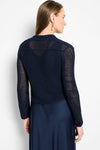 NIC+ZOE Cocoon Cardigan in Dark Indigo.  Open mesh knit with shawl collar and crochet edges.  Long sleeves with dropped shoulder.  Slightly curved hem.  Classic fit._t_60977319641454